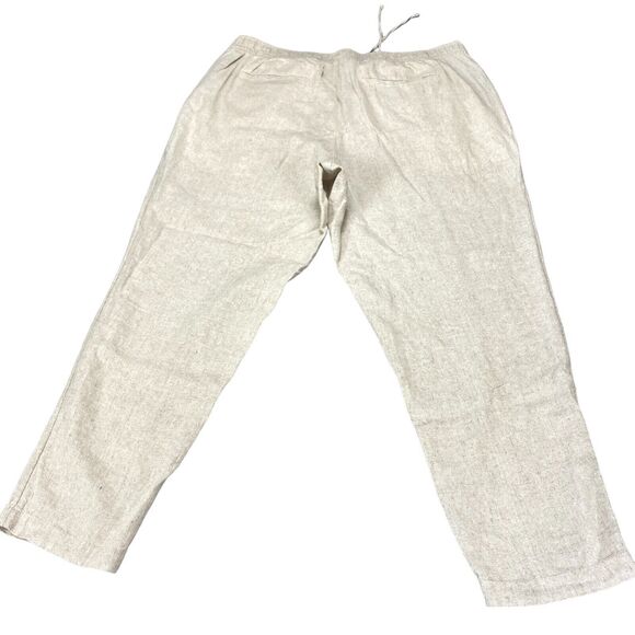 Old Navy Linen Pants Womens XL Beige Casual Flat Front Straight Leg Drawstring - Picture 15 of 16